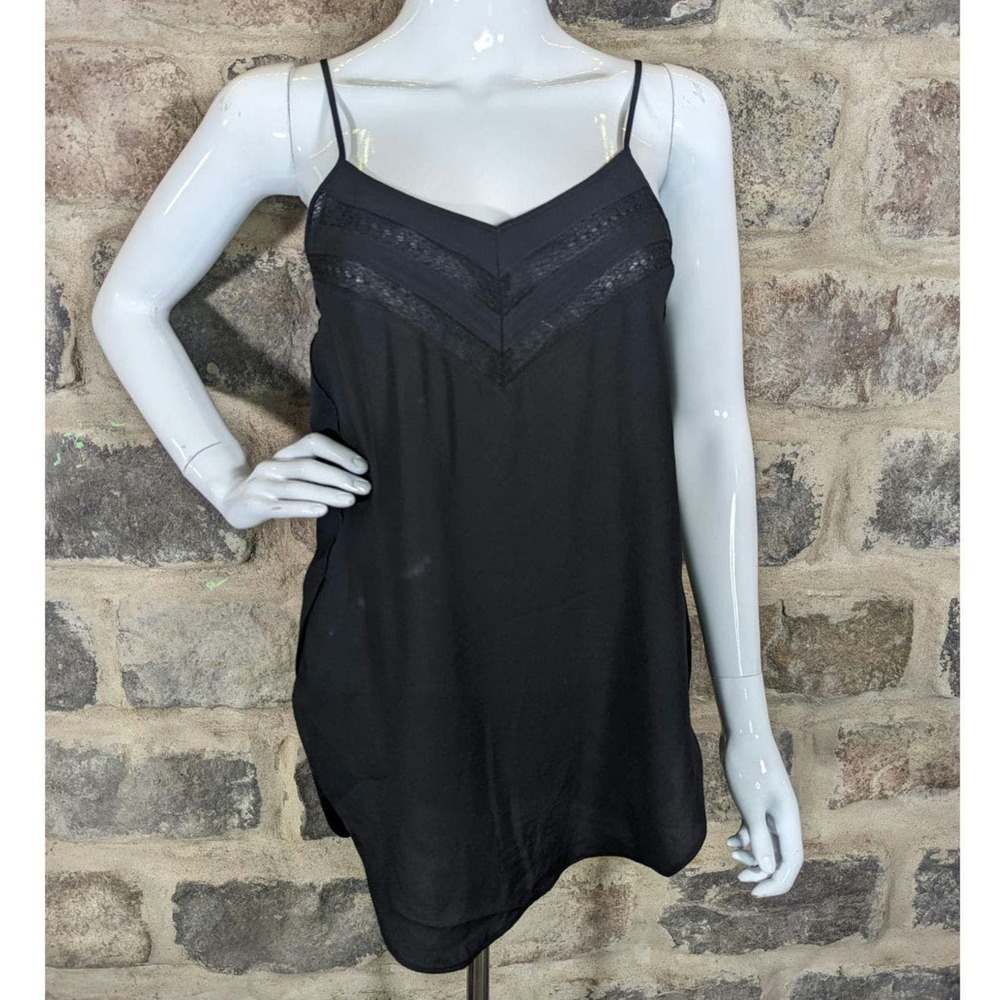 Express V-Neck Camisole Top Lace Trim Spaghetti Straps Black Small‎ Fairy